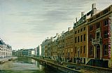 Amsterdam Paintings - The Bend in the Herengracht near the Nieuwe Spiegelstraat, Amsterdam by Gerrit Adriaensz. Berckheyde